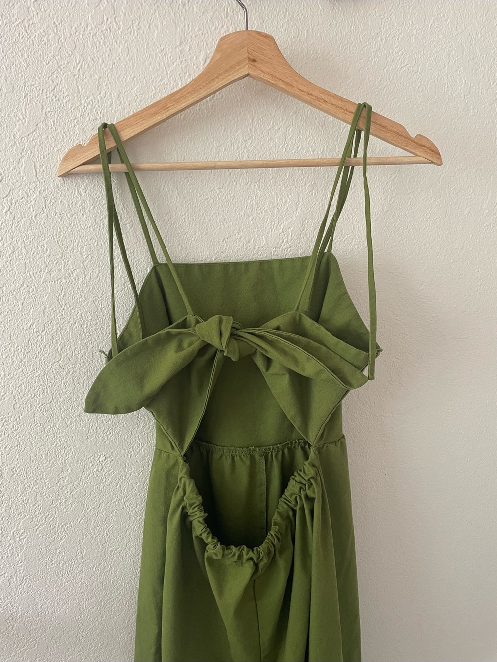 Monteau Los Angeles Women’s Green Wide Leg Tie Back Cropped Linen Jumpsuit SZ S - Picture 6 of 12